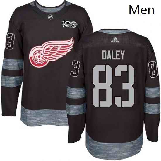 Mens Adidas Detroit Red Wings 83 Trevor Daley Authentic Black 1917 2017 100th Anniversary NHL Jersey